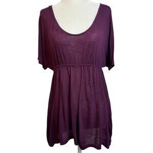 Decree Purple Babydoll Top w/ Crochet Back – Size Medium